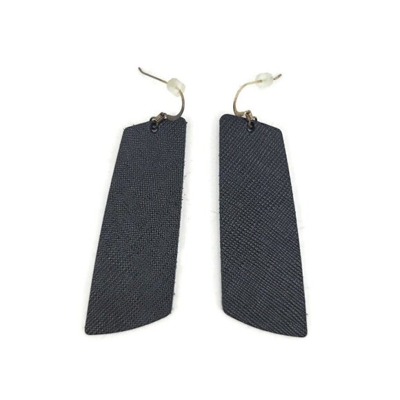 Nickel & Suede Black Gems Leather Earrings - Picture 1 of 2